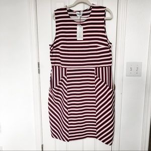 Knee length blue red striped dress